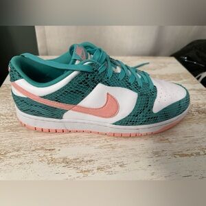 Nike Dunk low. size 10.5. washed teal snakeskin. pink. Teal. Original box. eBay